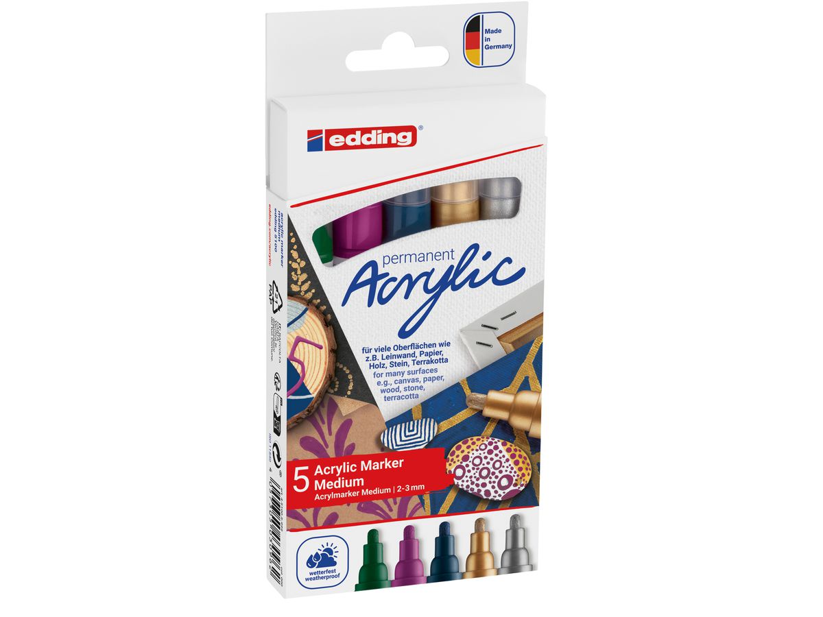 EDDING Acrylmarker 5100 2-3mm 5100-E5-999 metallic, ass. 5 pcs. (4057305030962)