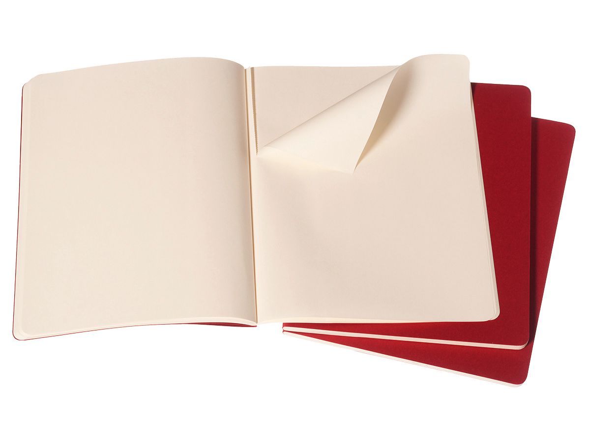 MOLESKINE Notizheft Cahier XL 25x19cm 931090 blanko, rot 3 Stück (9788862931090)
