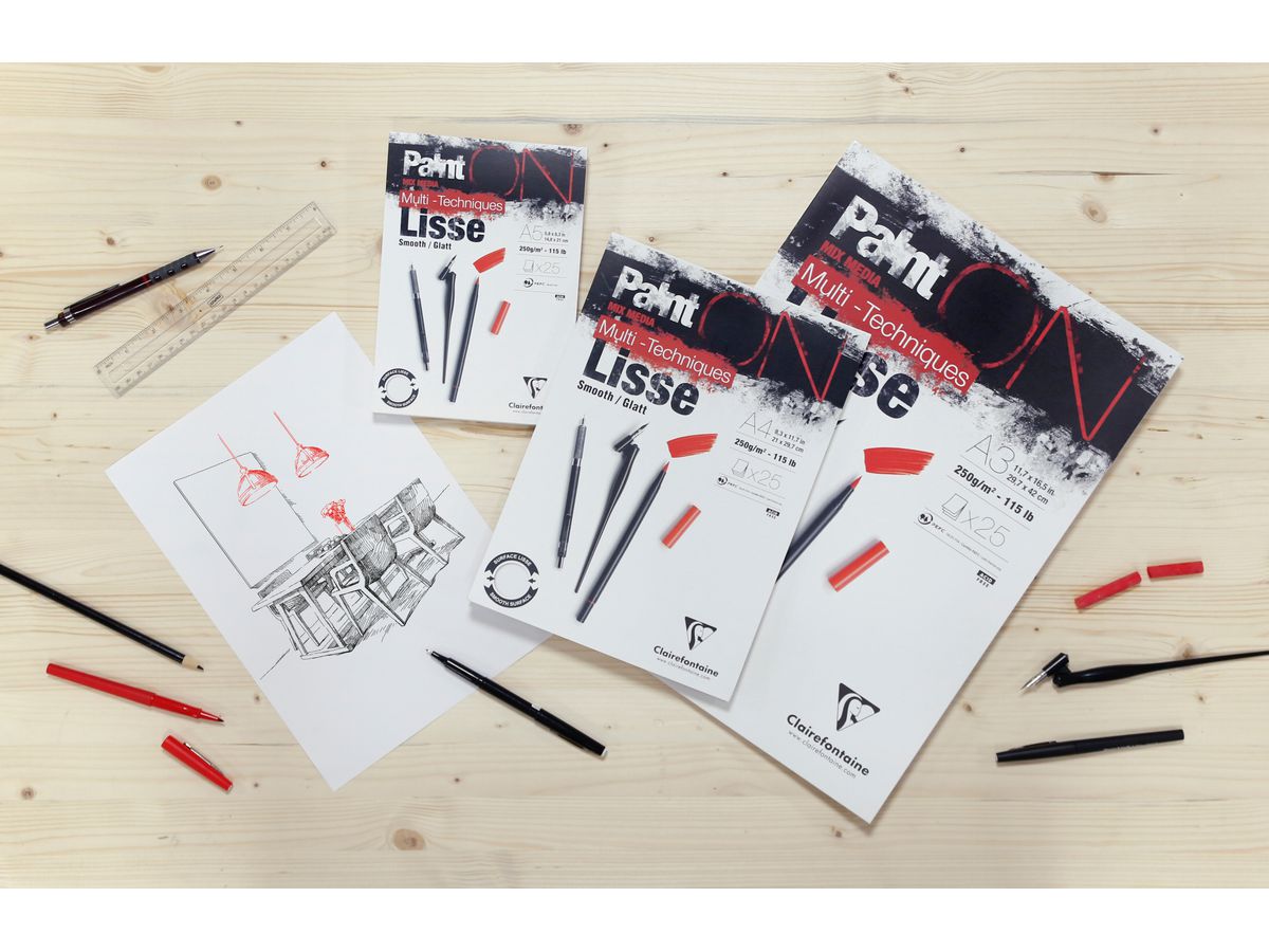 CLAIREFONTAINE Zeichenpapier Paint'On A4 975729C weiss, 250g 25 Blatt (3329689757294)