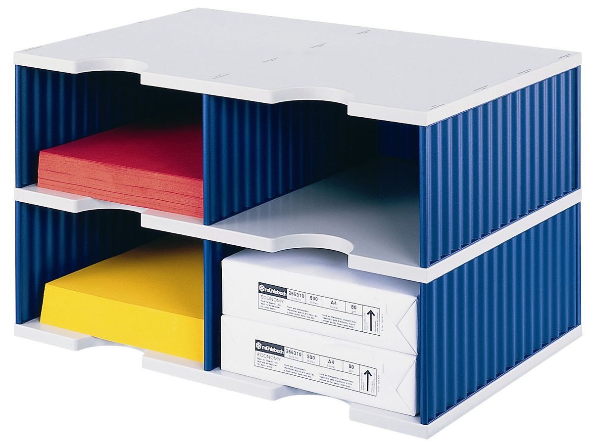 STYRO Ablagesystem styrodoc jumbo 268-0222.38 grau/blau 4 Fächer (7612176107921)