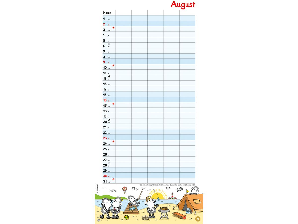 HEYE Familienplaner Sheepworld 2026 22343+26 1M/1S DE 5 Spalten 21x45cm (9783756410934)