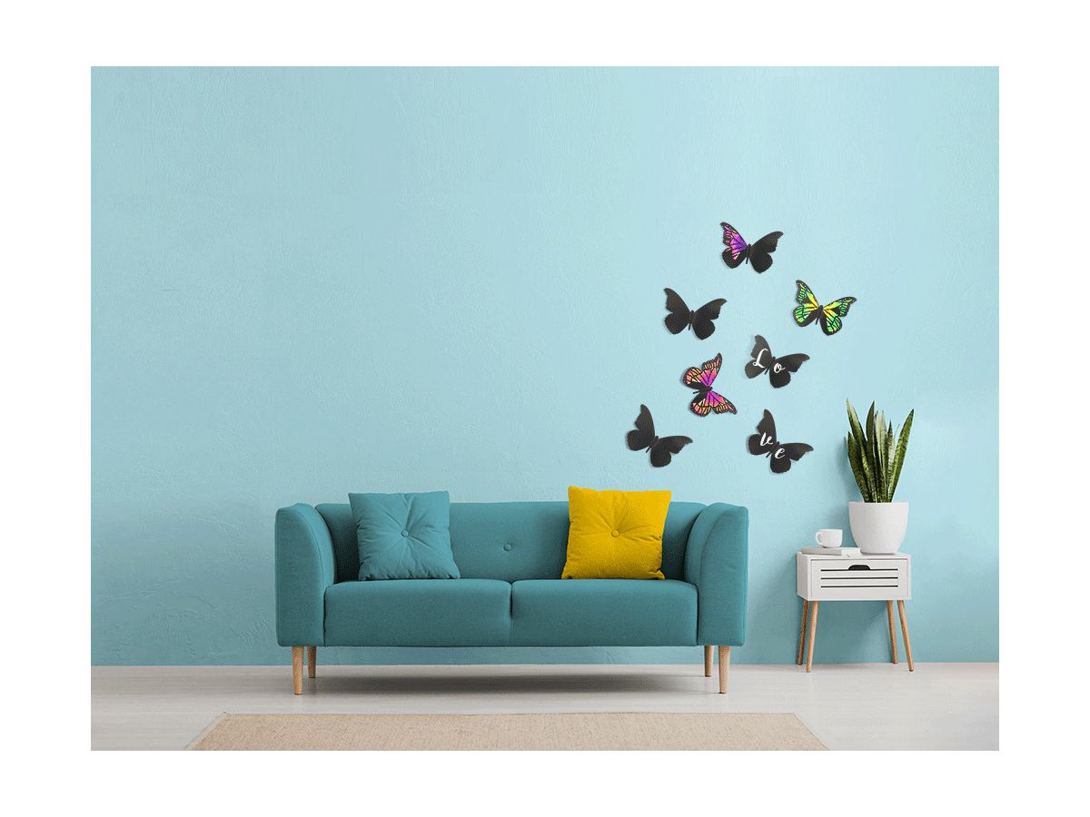 SECURIT Tableau Craie 3-D Butterfly W3D-BUTTERFLY noire, 7 pcs. 28x16.3x1cm (8719075287576)