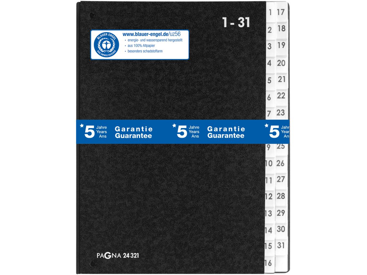 PAGNA Vorordner A4 24321-04 schwarz 1-31 (4013951002074)