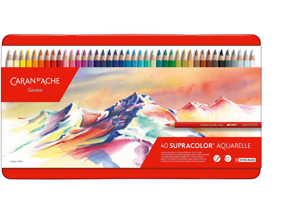 CARAN D'ACHE Farbstifte Supracolor 3,8mm 3888.340 ass. in Metallsch. 40 Stück (7610186034404)
