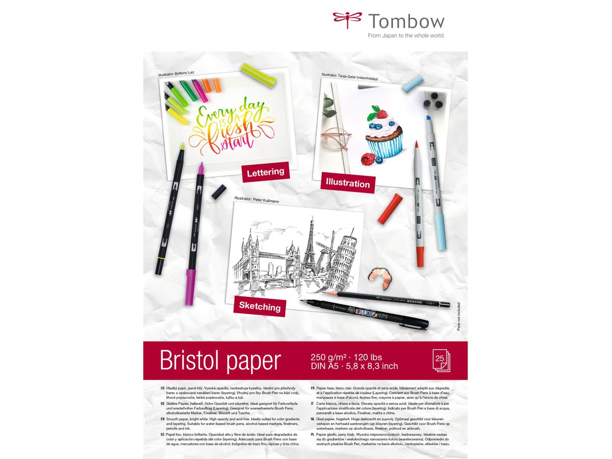 TOMBOW Blocco Bristol A5 PB-MARK-5 bianco,250g 25 fogli (4003198950238)