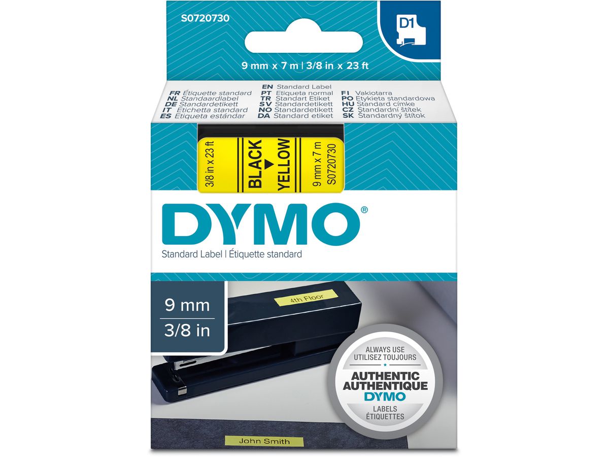 DYMO Ruban D1 noir/jaune S0720730 9mm/7m (5411313409186)
