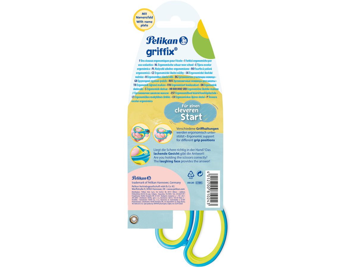 PELIKAN Ciseaux Griffix 810241 fresh blue, droitiers (4012700810243)