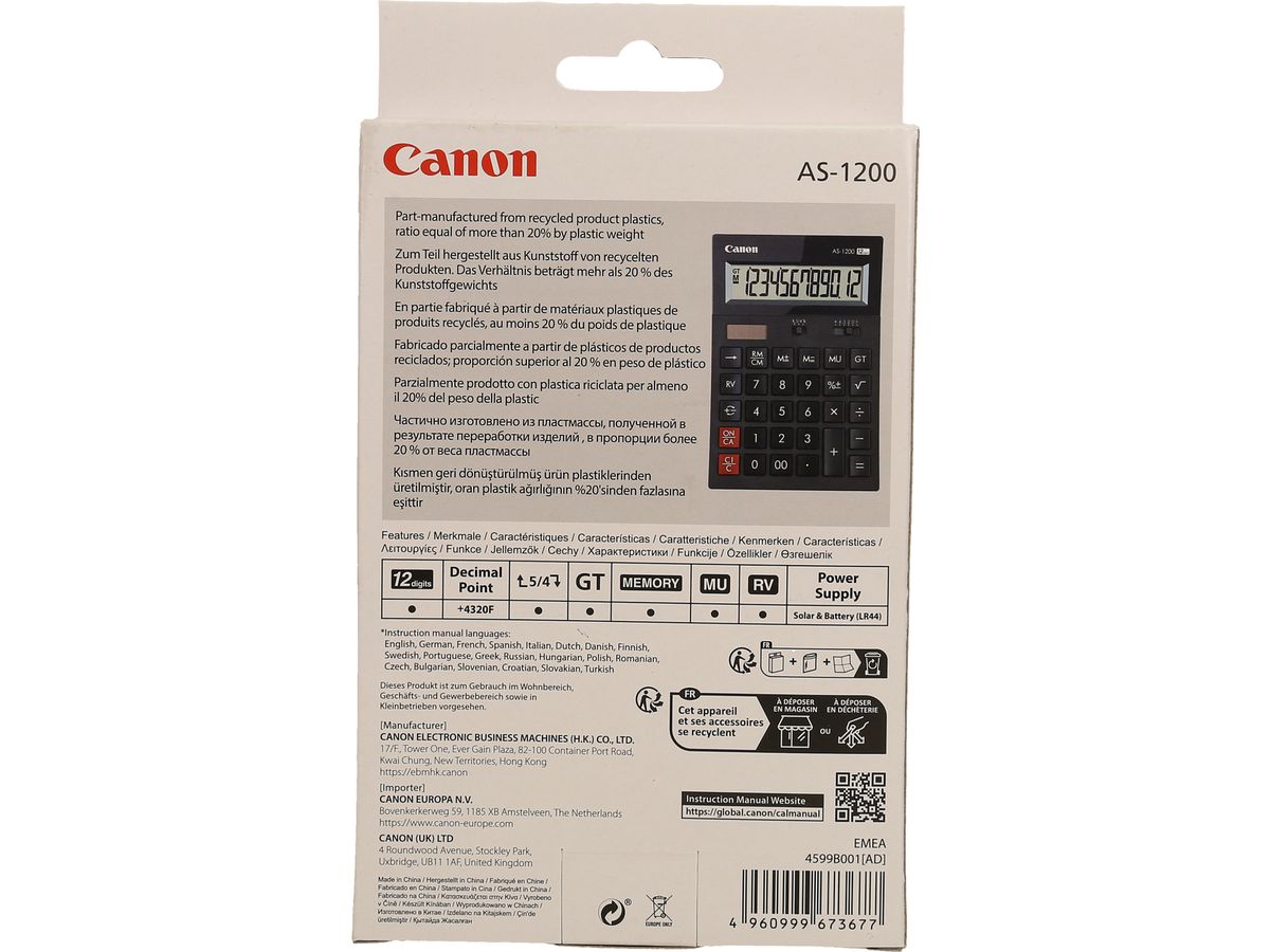 CANON Tischrechner CA-AS1200 12-stellig (4960999673677)