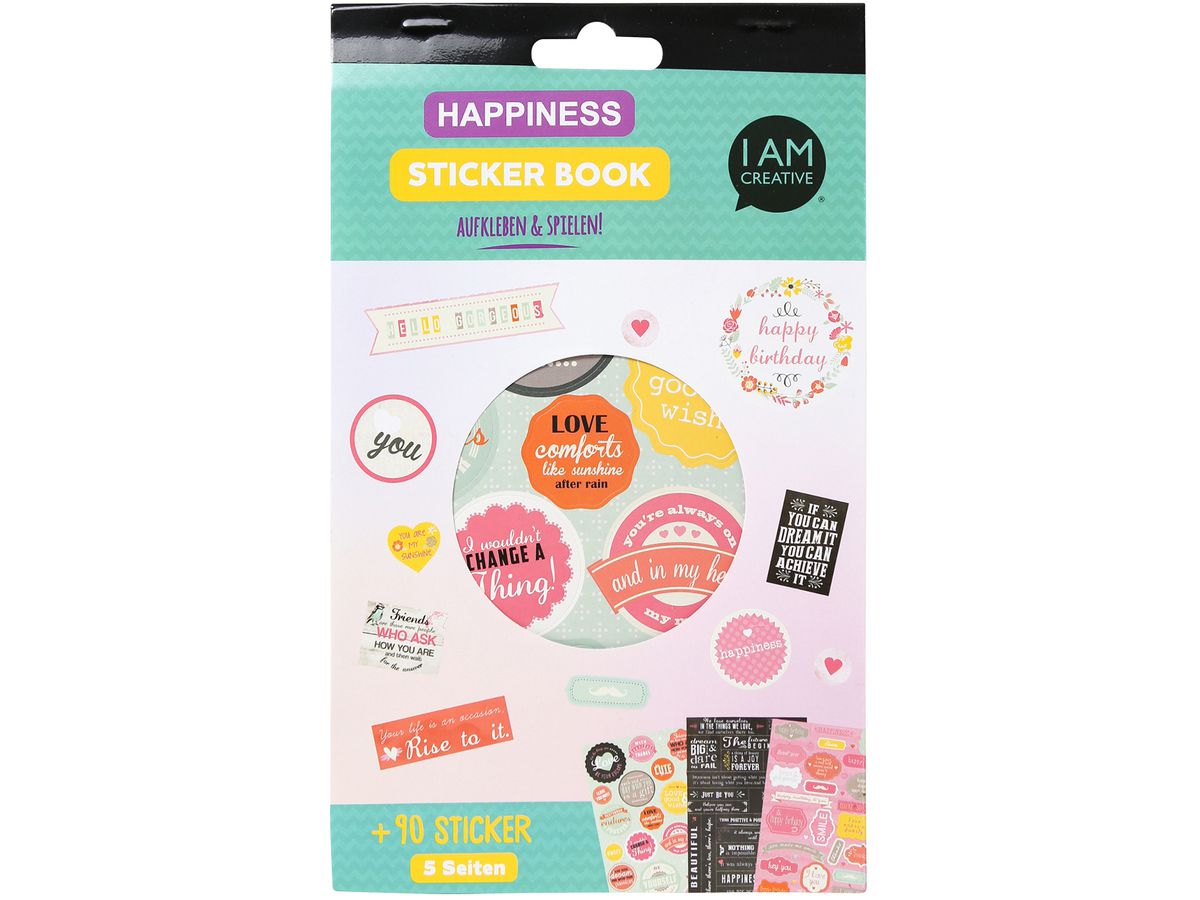 I AM CREATIVE Stickerbook Happiness 4087.504 5 Blatt (7611983210190)