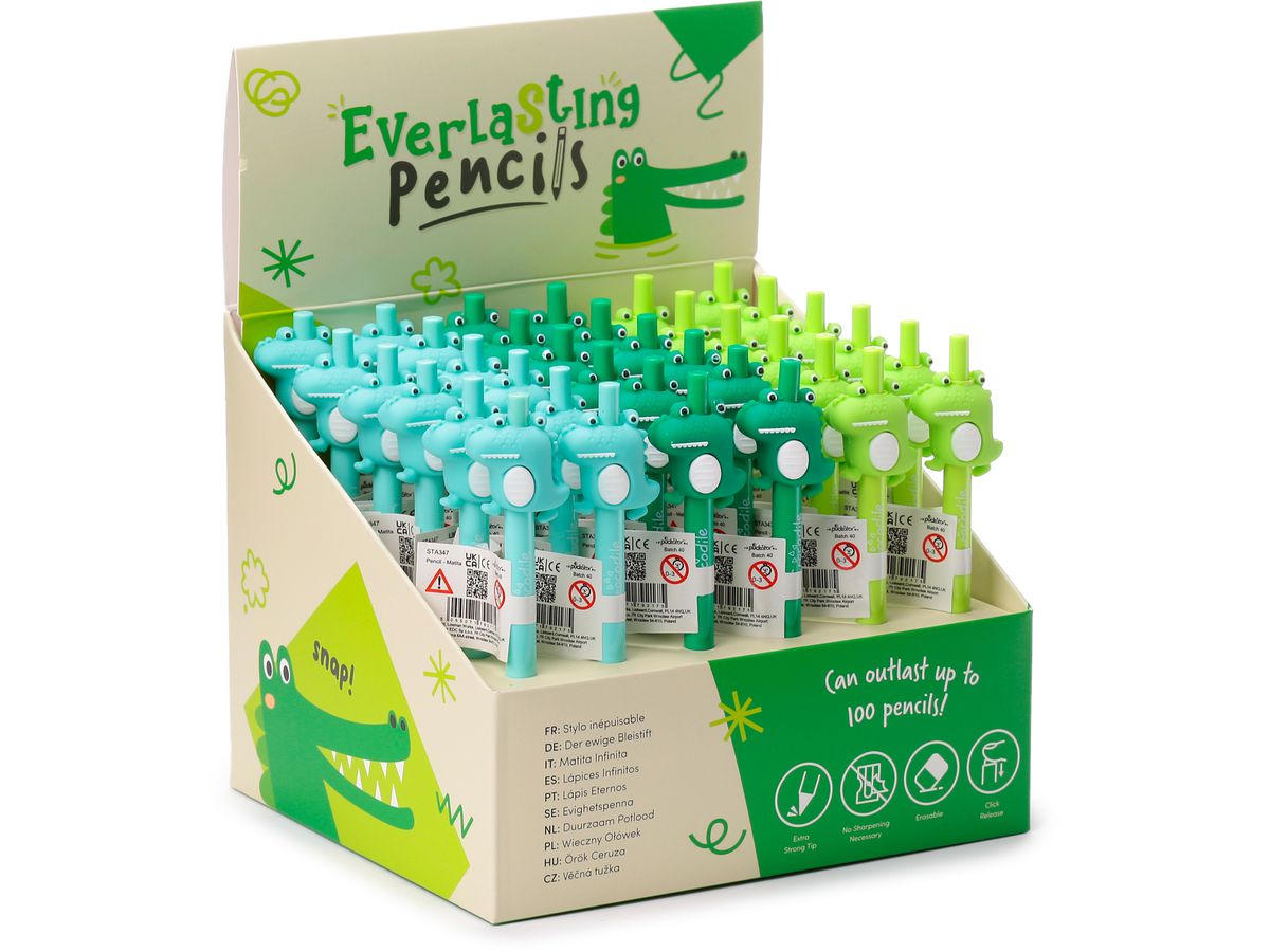 ROOST Bleistift Krokodil STA347 3 assortiert (5055071792175)