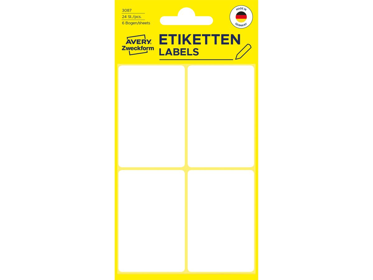 AVERY ZWECKFORM Etichette 54×35mm 3087 bianco 24 pezzi (4004182030875)