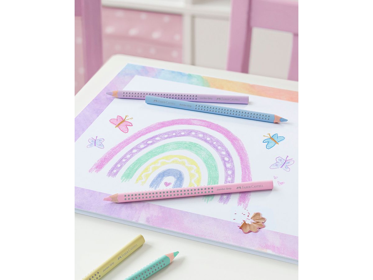 FABER-CASTELL Farbstift Jumbo Grip 110991 Pastell 5er Etui (4005401109914)