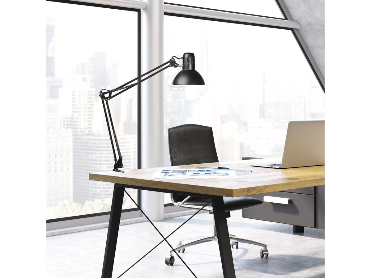 MAUL Lampada d.tavolo MAULstudy 17.50 argento, E27, con supporto (4002390041454)