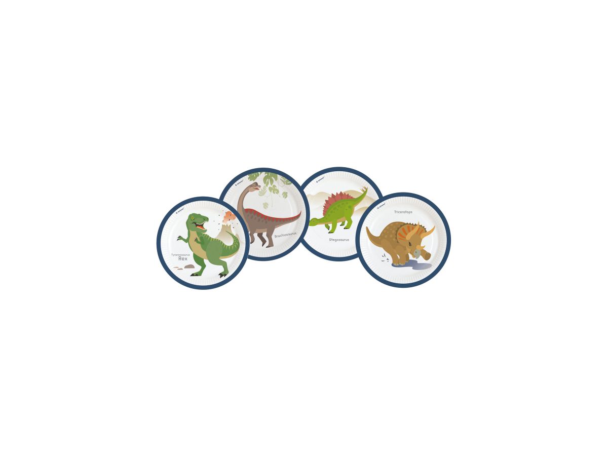 NEUTRAL Assiettes Dinosaures 23cm 9903969-66 rondes, papier 8 pcs. (0194099067867)