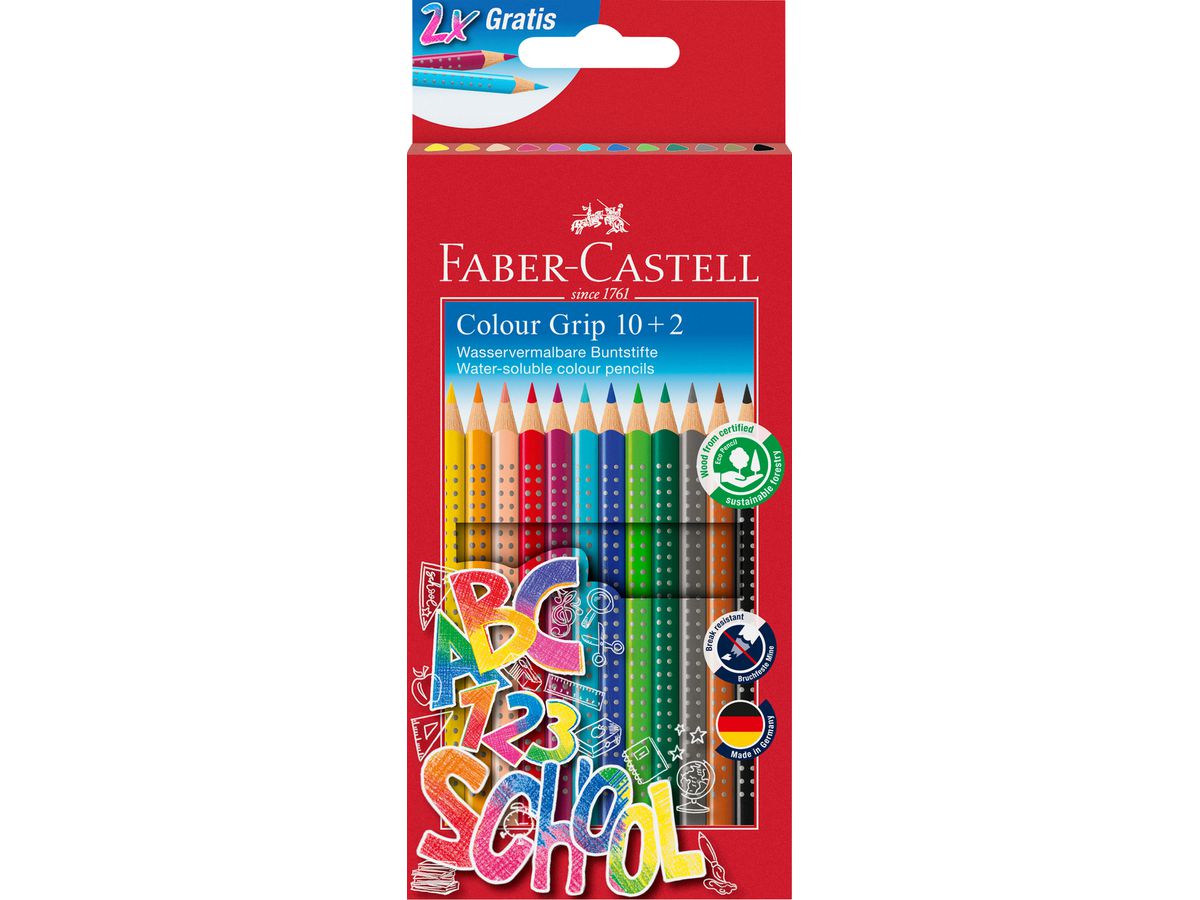 FABER-CASTELL Farbstifte Colour Grip 201585 Back to school Promoetui 10+2 (4005402015856)