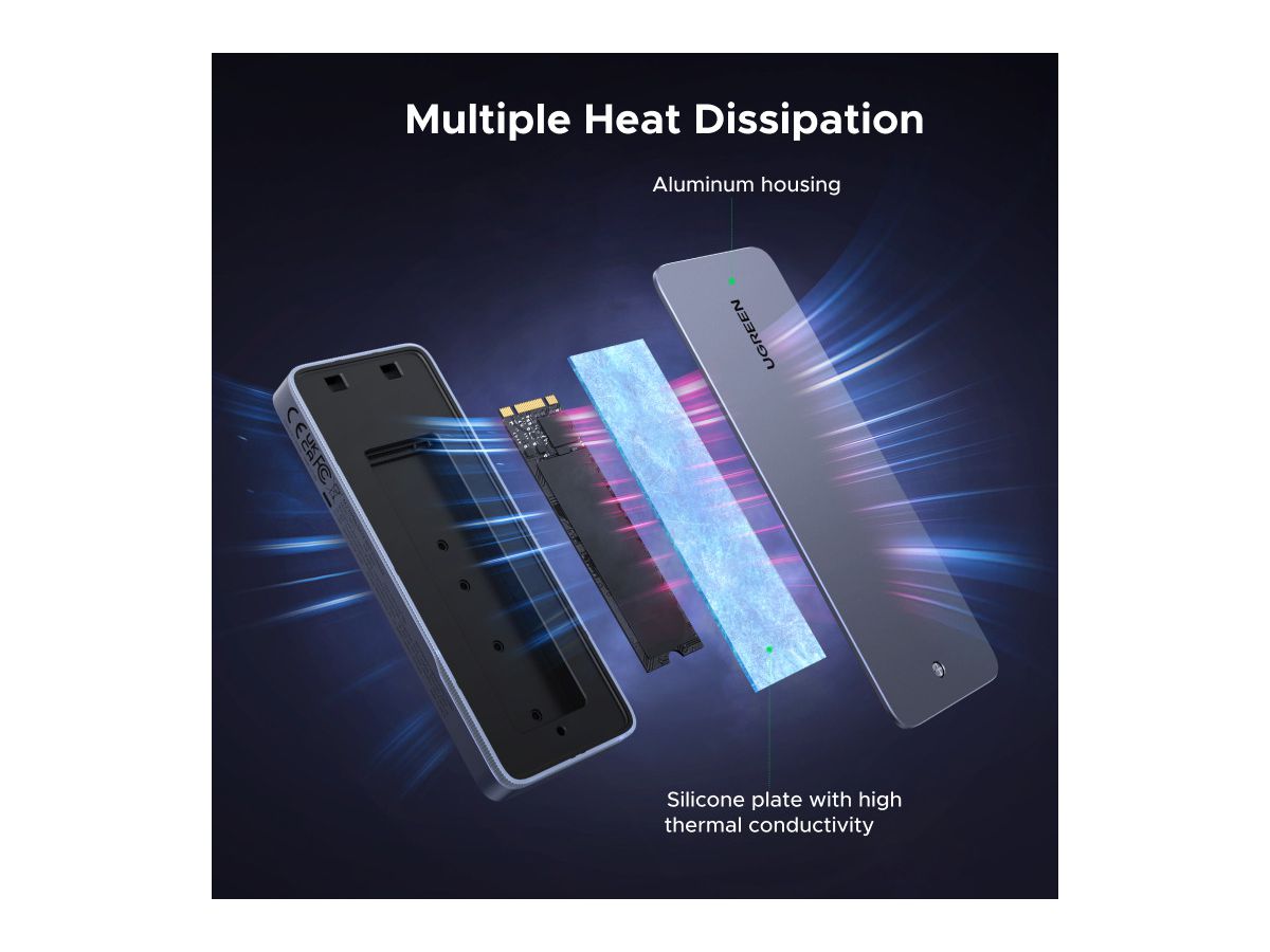 UGREEN SSD Enclosure M.2 NVMe/SATA 25665 2230/2242/2260/2280 20Gbps (6941876226658)