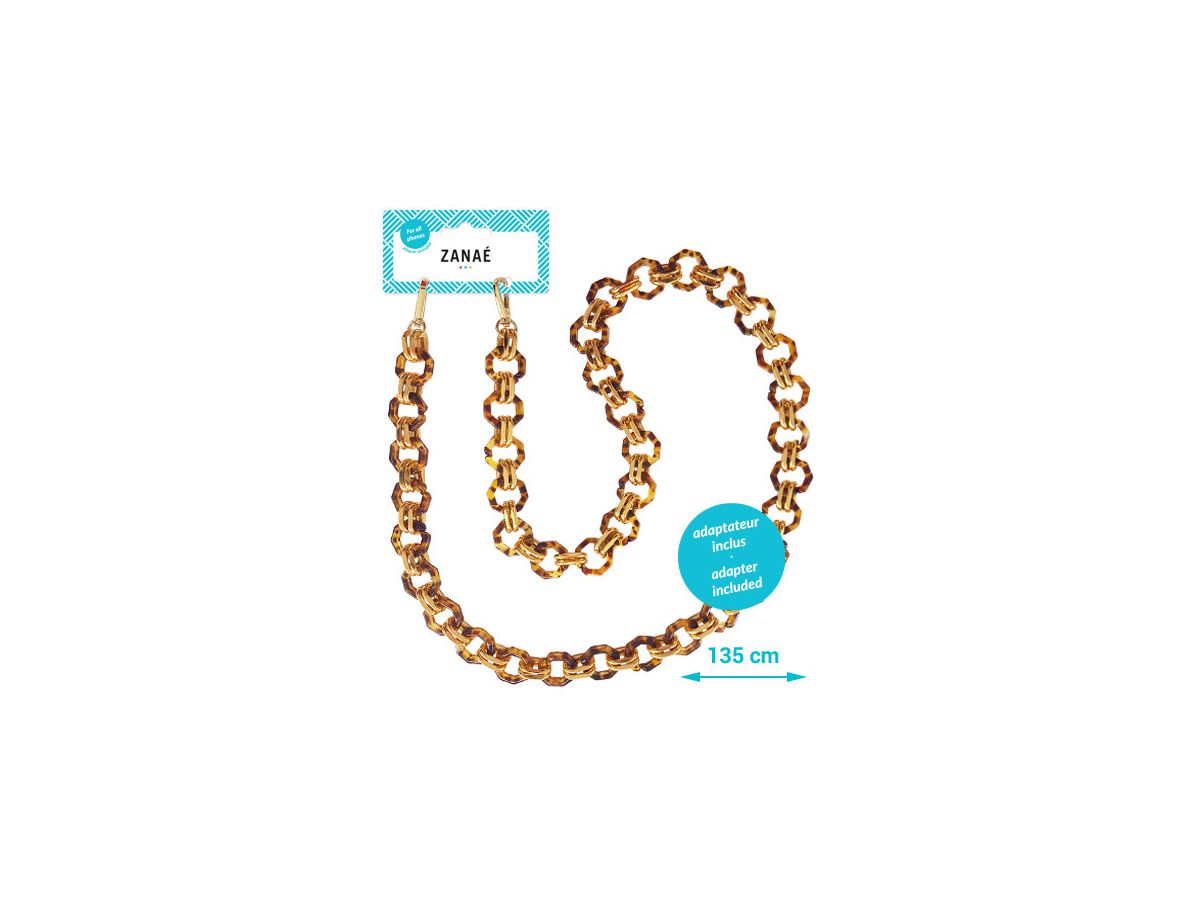 ZANAÉ Phone Necklace Golden Globe 17411 Leopard & Gold animal print (3663838174113)