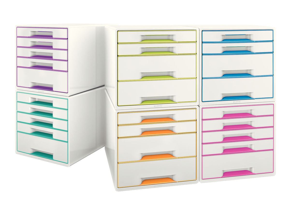LEITZ Set tiroirs WOW Cube A4 52142051 blanc/menthe, 5 tiroirs (4002432115440)