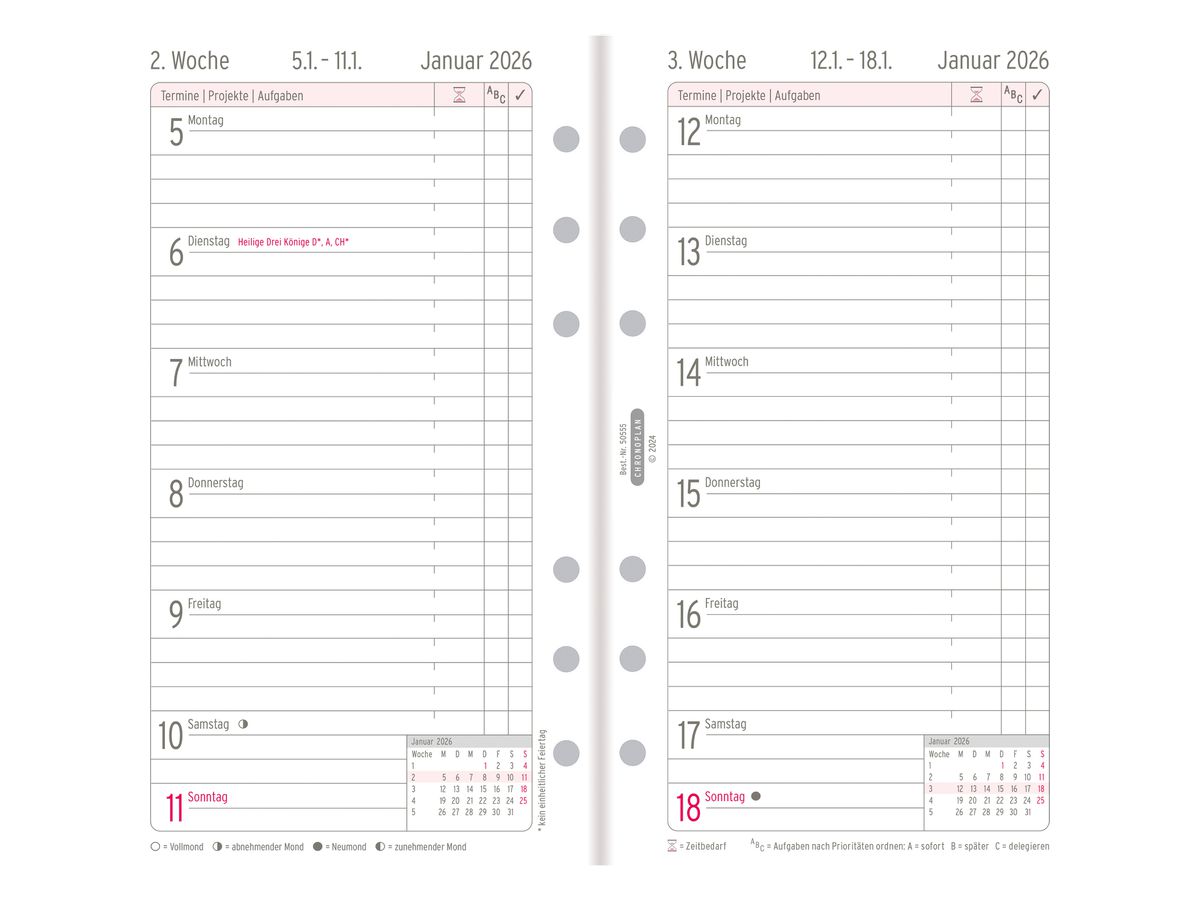 CHRONOPLAN Plan semainier recharge 2026 50556Z.26 1S/1P Midi (4004182088555)