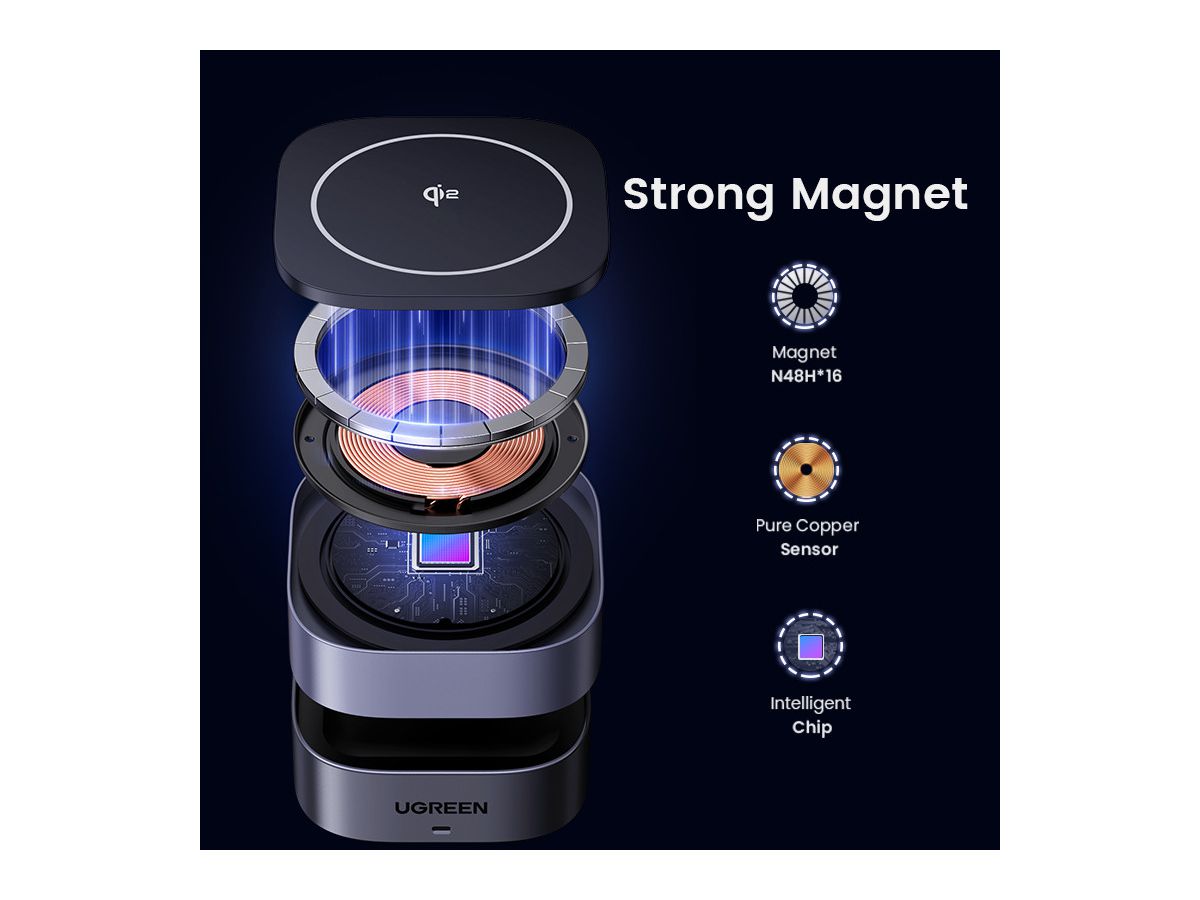 UGREEN Desktopcharger 2-in-1, 65W 55321 Wireless,Qi2,GaN (6941876253210)