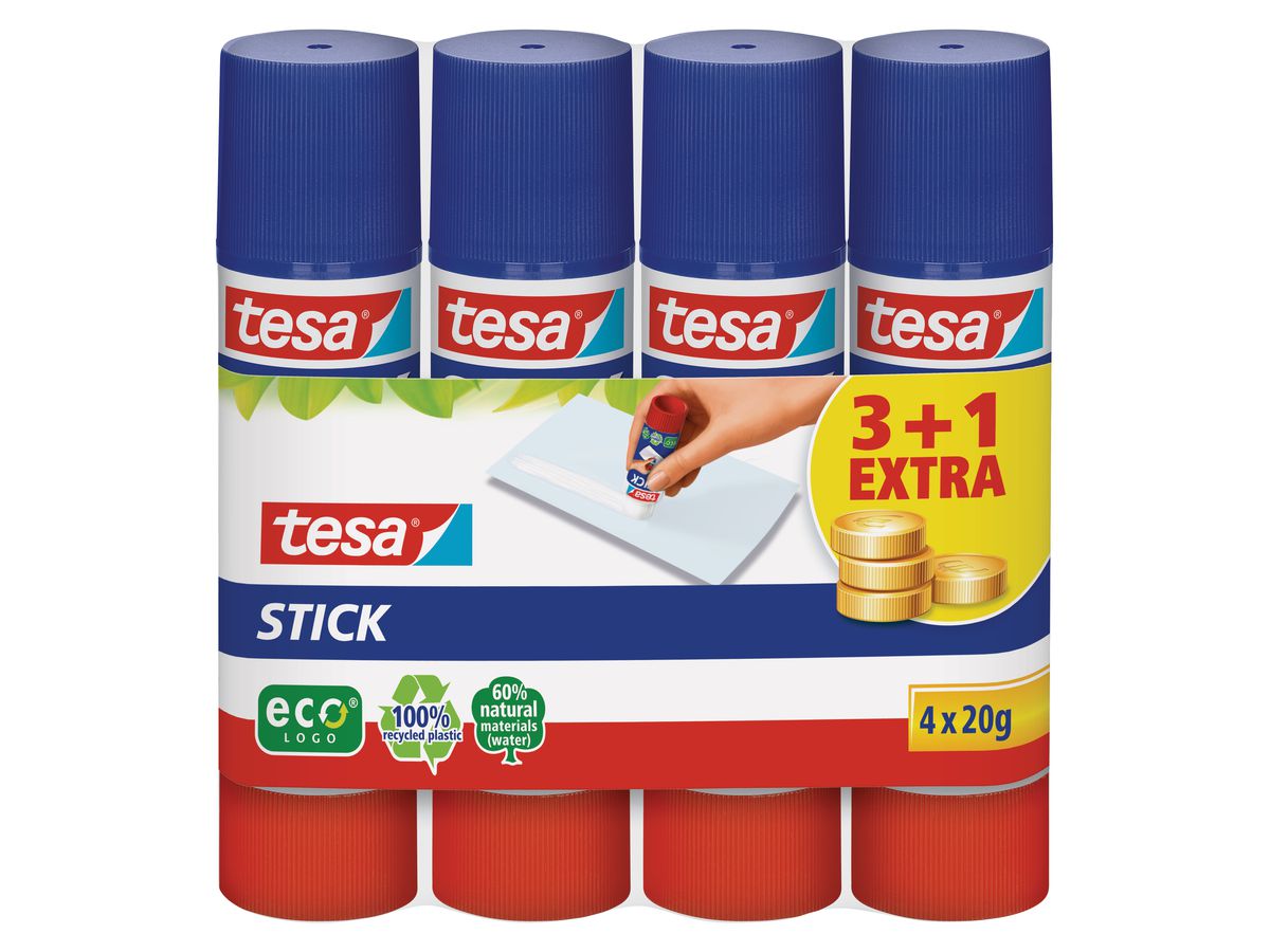 TESA Stick ecoLogo 4x20g 570880020 vert, 4 pcs. (4042448167866)