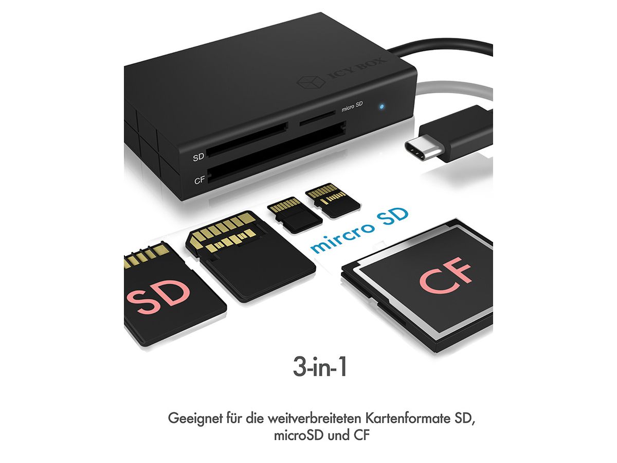 ICY BOX Card reader 3 Port USB-C IB-CR401-C3 SD/CF/microSD (4250078167051)