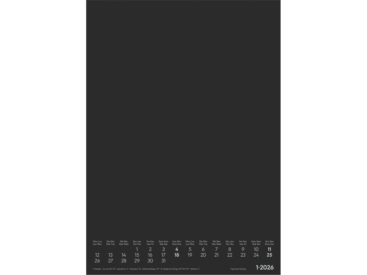 ALPHA EDITION Cal. dell'artigianato 2026 160600 1M/1P nero ML 21x29.7cm (4069095006003)