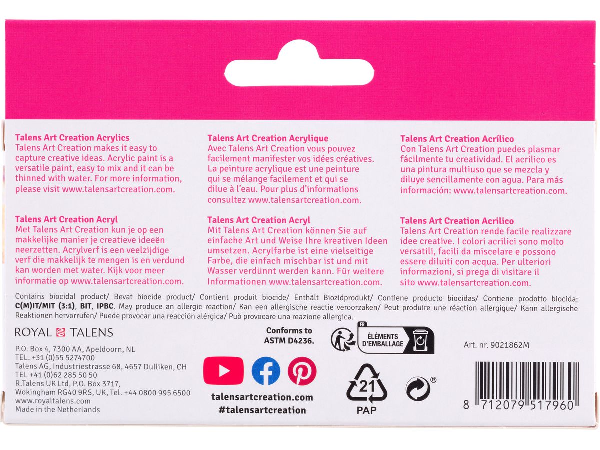 TALENS Colore acrilici 6x12ml 9021862M Pastel (8712079517960)