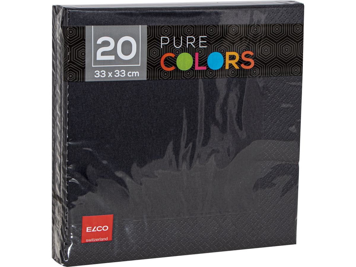 ELCO Serviettes tissue 33x33cm PC334020-090 3 plis, noir 20pcs. (7612614063116)