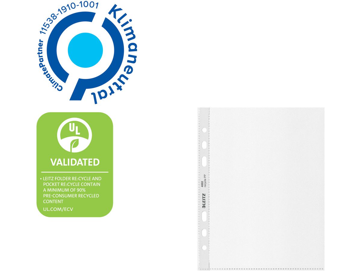 LEITZ Dossier PP Recycle A5 4002-00-03 trasparente, 100my 25 pezzi (4002432127979)