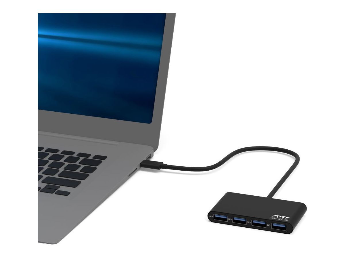 PORT USB Hub 4-ports USB 3.0 900121 black (3567049001216)