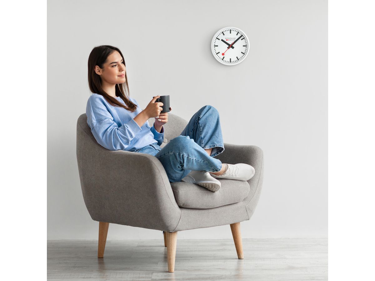 MONDAINE Orologio da parete 250mm A990CLOCK10S bianco/nero (7611382674821)