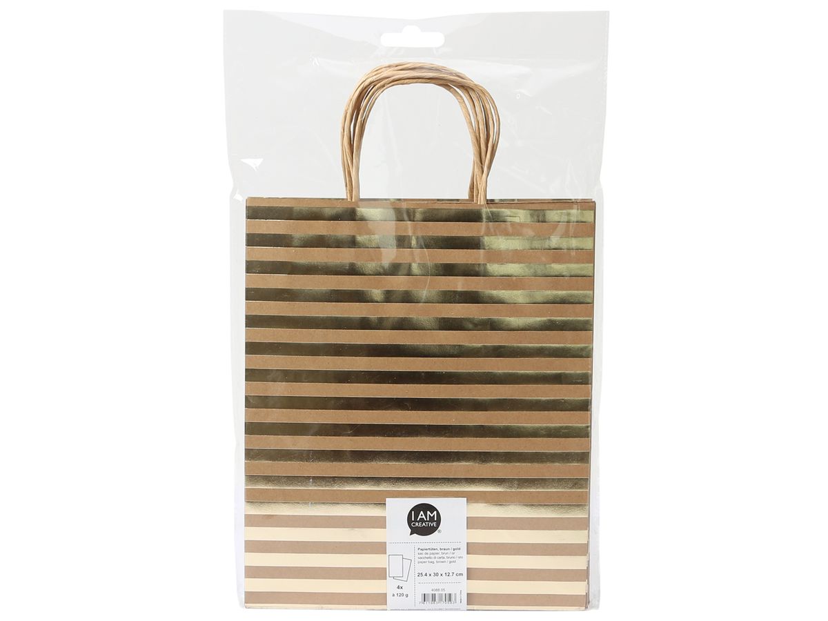 I AM CREATIVE Sacs papier, 4 pcs 4088.05 brun/doré, 25.4x30x12.7cm (7611983170593)