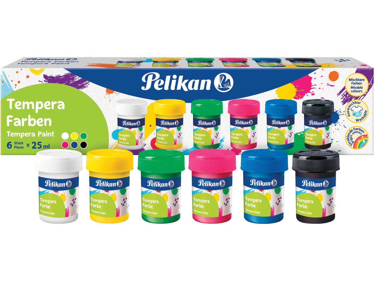 PELIKAN base peinture tempera 25ml 804882 6 couleurs ass. (4012700804884)