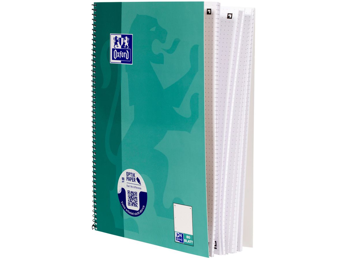OXFORD Collegeblock SCRIBZEE A4+ 400132378 dotted, grünblau 80 Blatt (4006144022447)