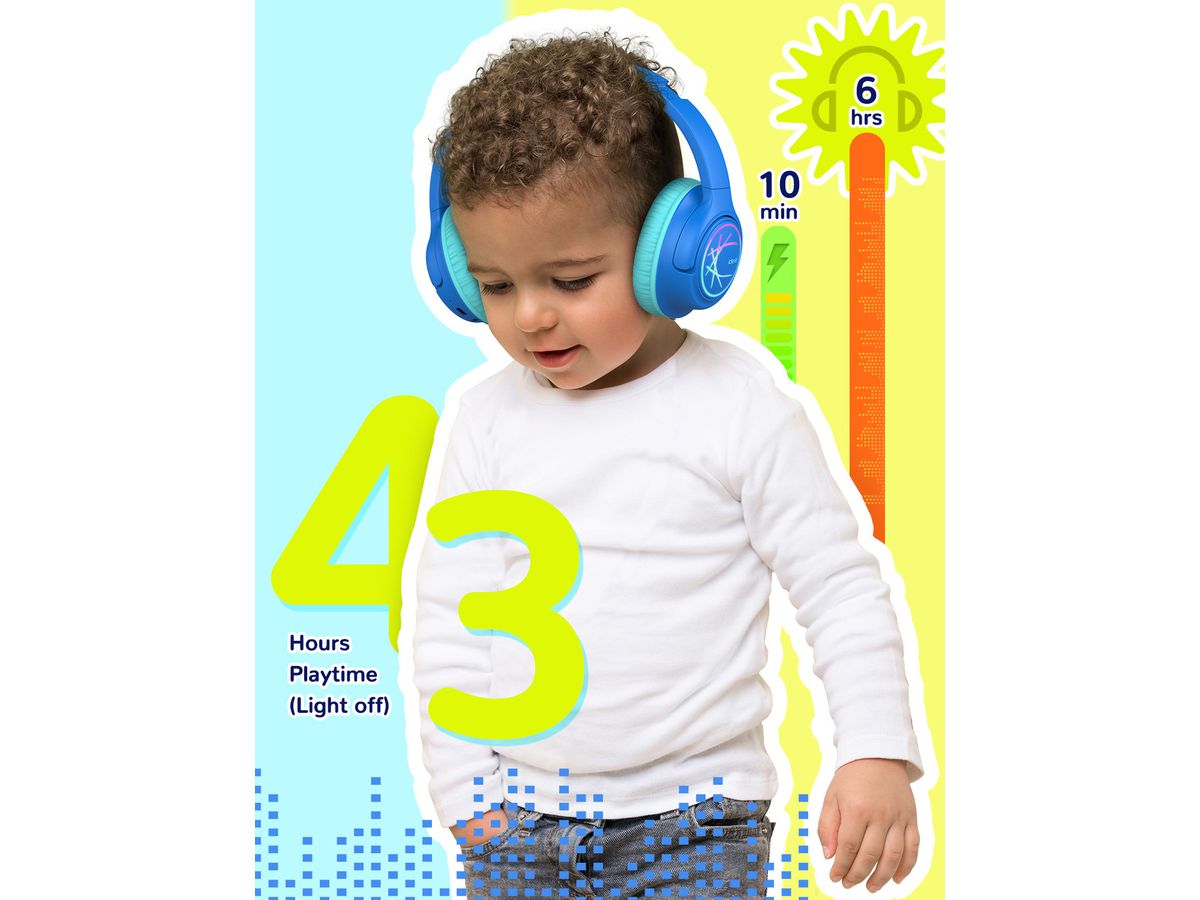 ICLEVER Kids Bluetooth Headphones C10-2083N-01 BTH18, LED, 43h, blue (6972838618075)