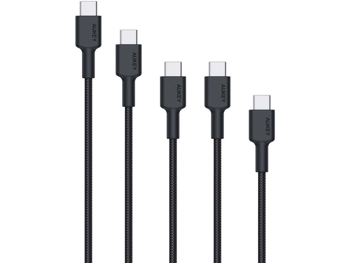 AUKEY USB-C-to-C Cable CB-CD37A 5 Pack,1x 2m,3x1m,1x0.5m (0689323787562)