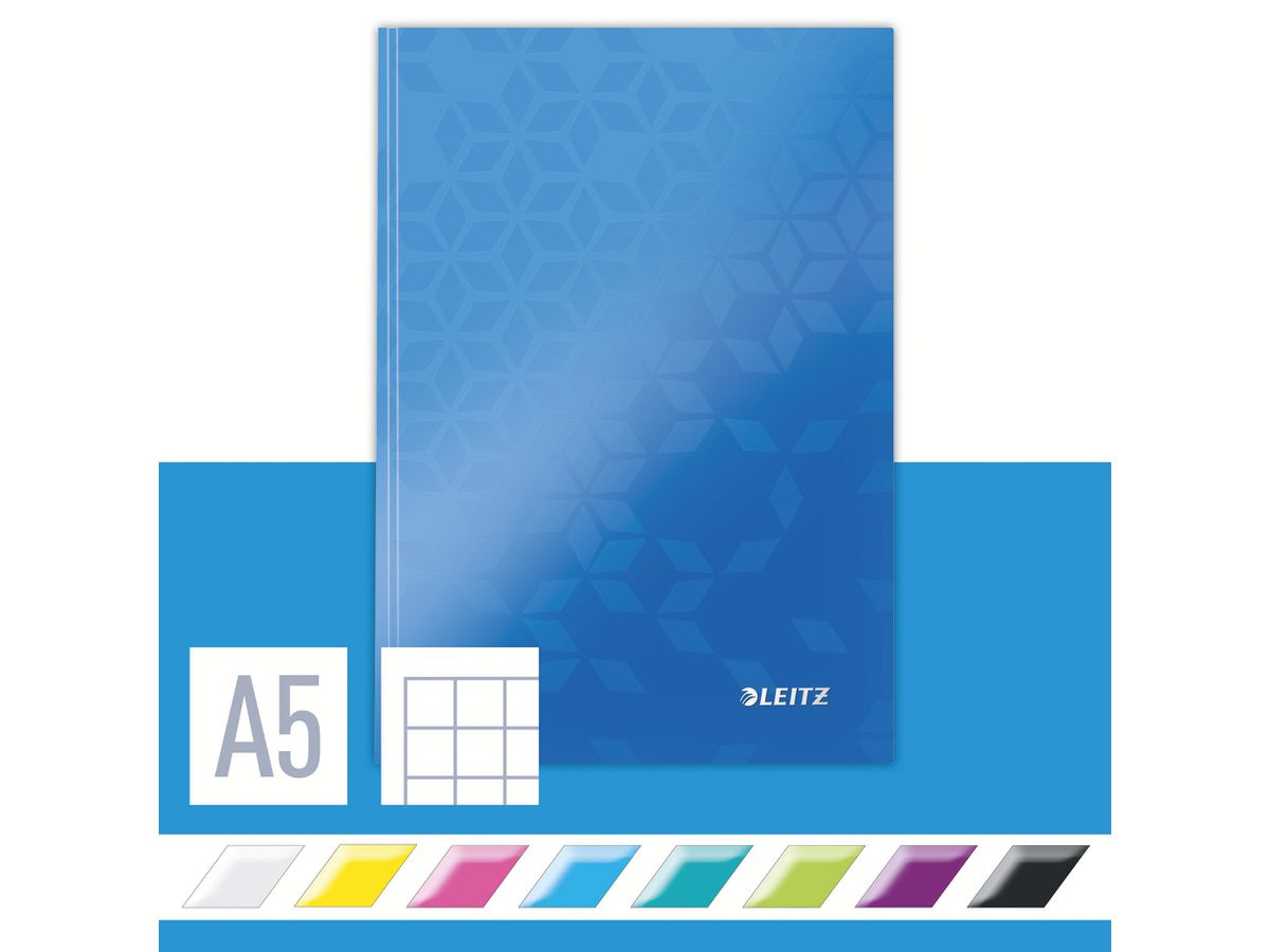 LEITZ Carnet WOW A5 46281036 quadril., 90g blau (4002432399628)