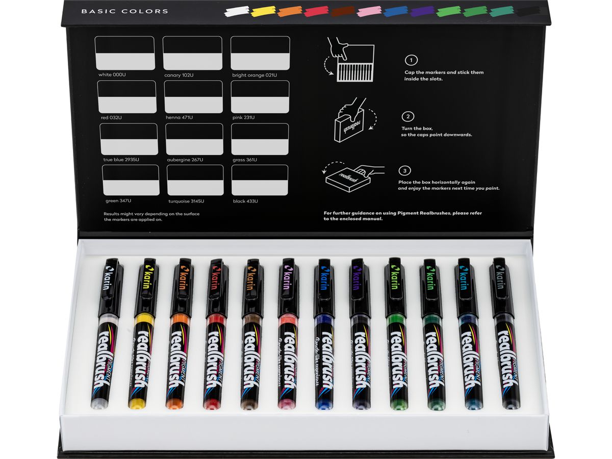 KARIN Real Brush 0.4mm 33C1 Pigment, Basic Colors (5904446031558)