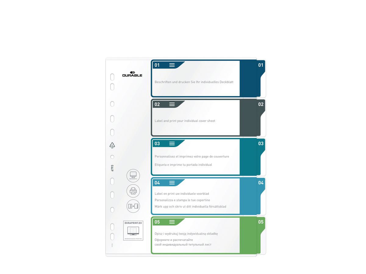 DURABLE Register PP A4+ 679327 mehrfarbig 1-5 (4005546735092)
