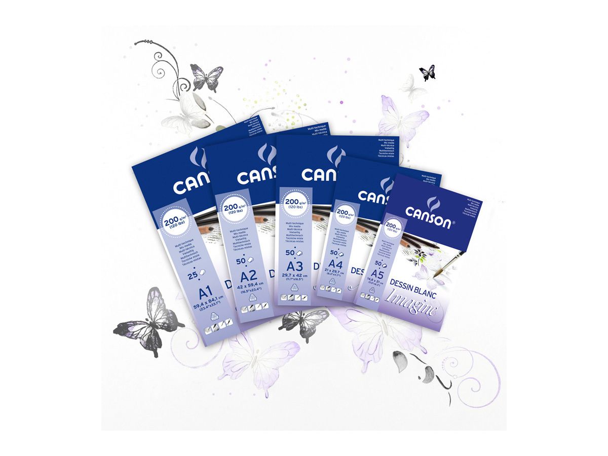 CANSON Blocs de papier dessin A3 200006007 200g, blanc 50 feuilles (3148950060075)
