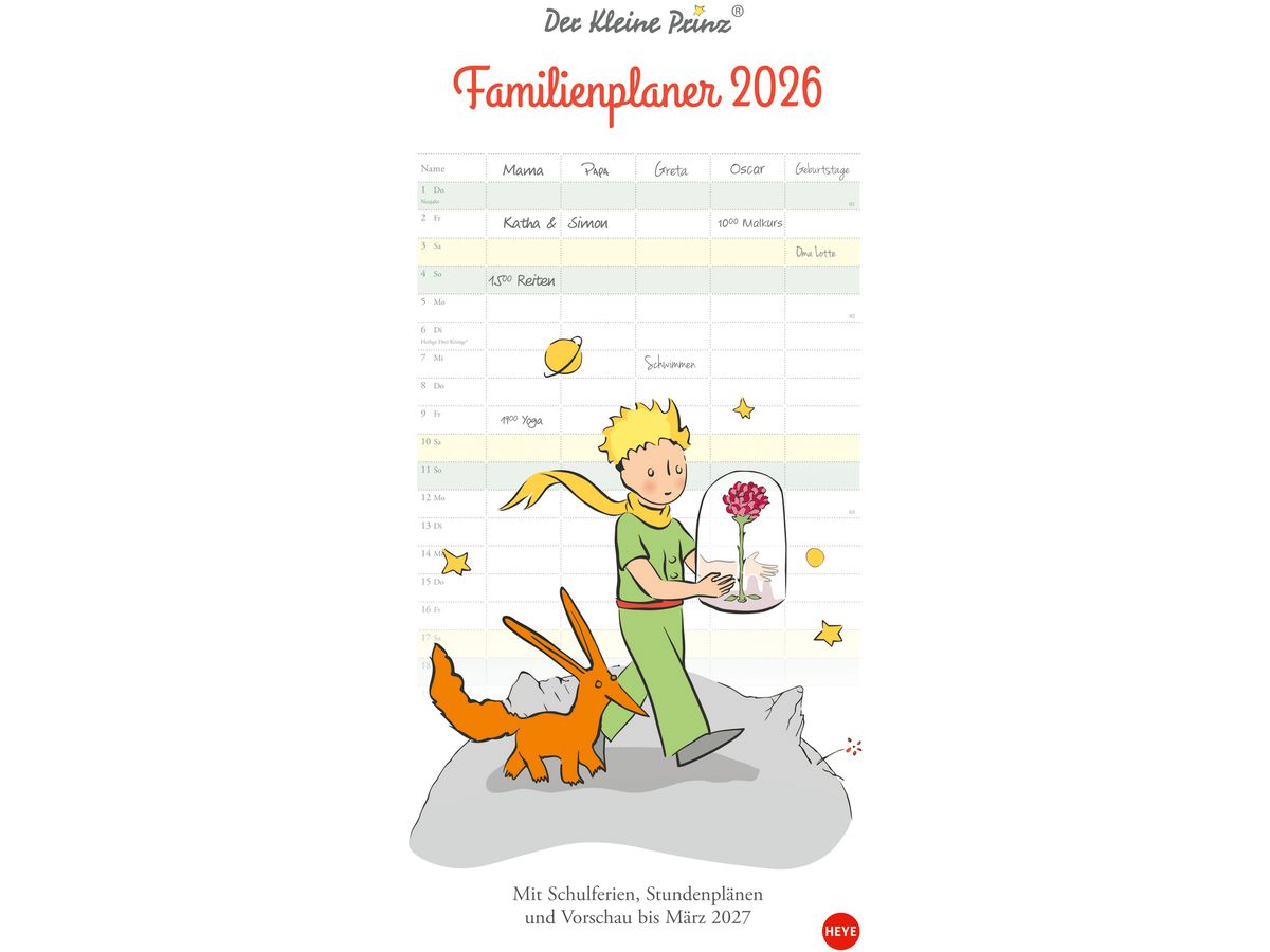 HEYE Familienplaner Kl. Prinz 2026 22740+26 1M/1S DE 5 Spalten 21x45cm (9783756411245)