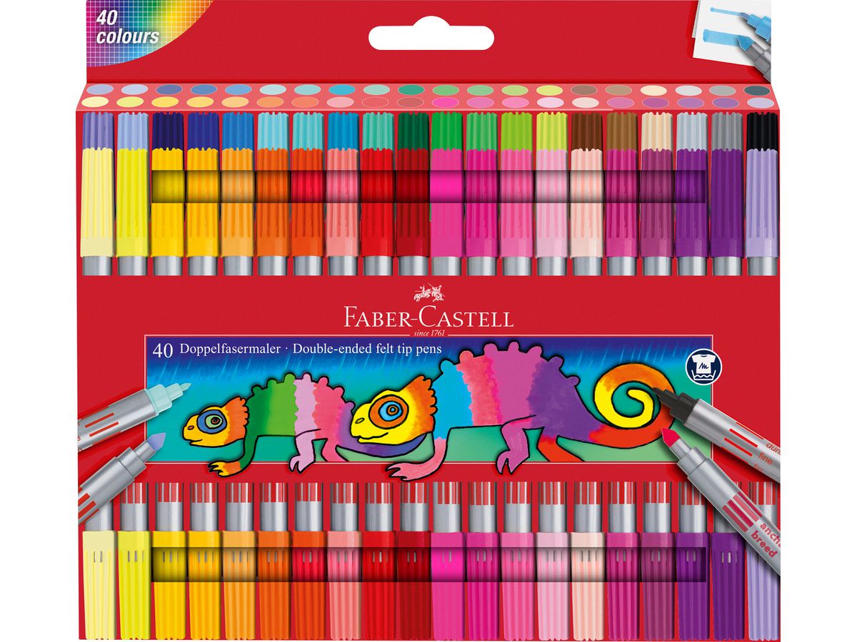FABER-CASTELL Doppelfasermaler 151140 40 Farben, Etui (4005401511403)