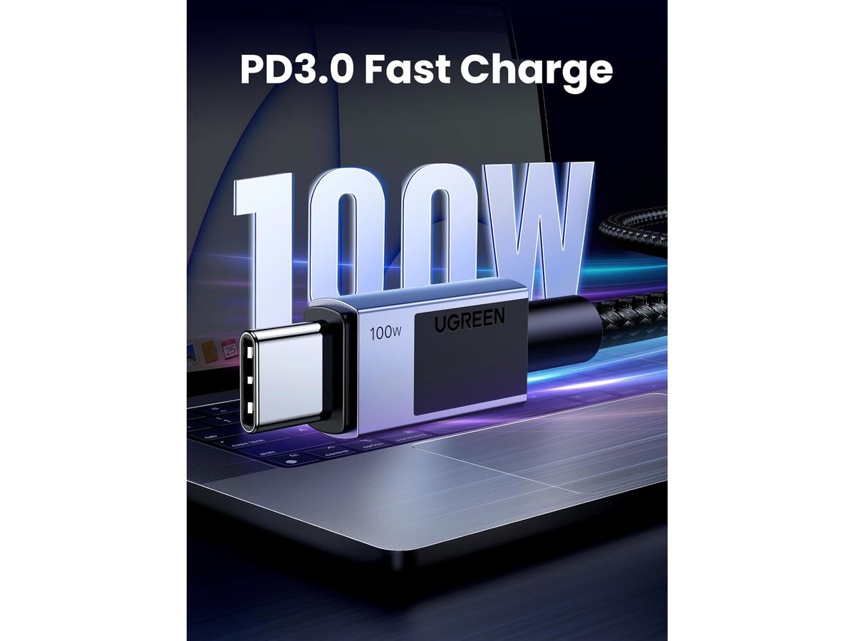UGREEN Cable USB-C to USB-C, 100W 45065 PD,3m,Fast Charging,Grey (6941876240654)