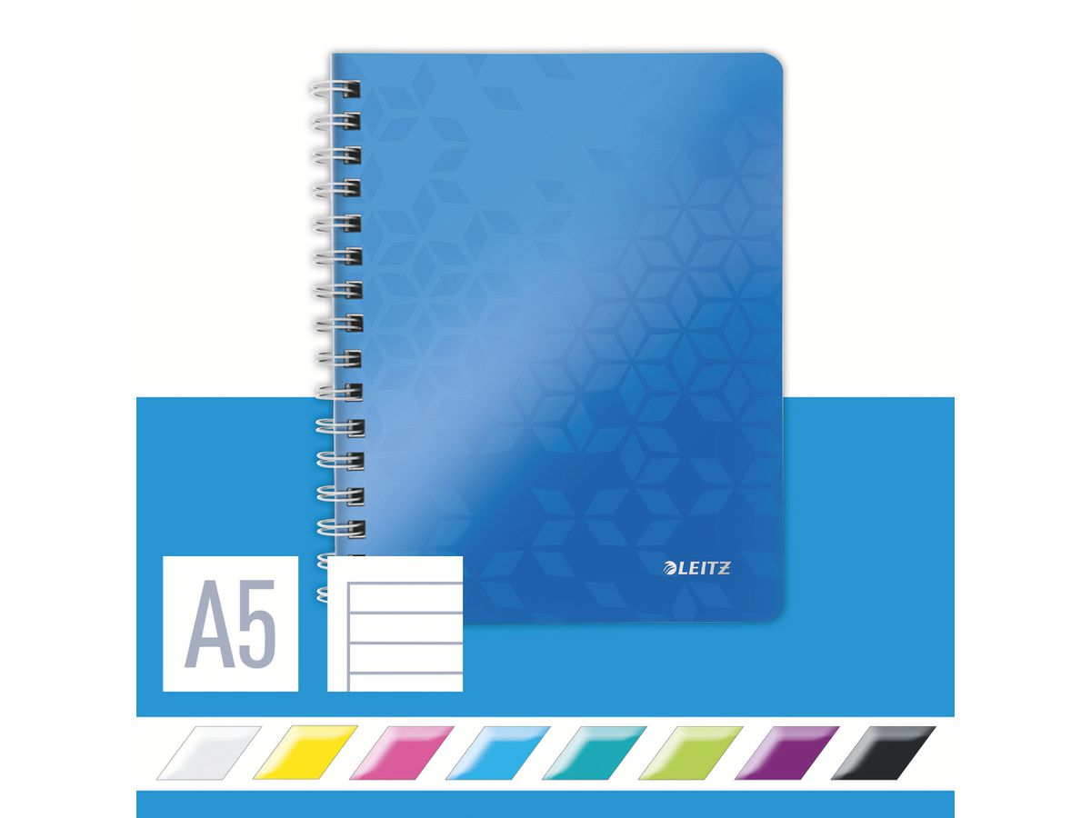 LEITZ Libre spirale WOW PP A5 46390036 bleu 80 flls. (4002432107759)