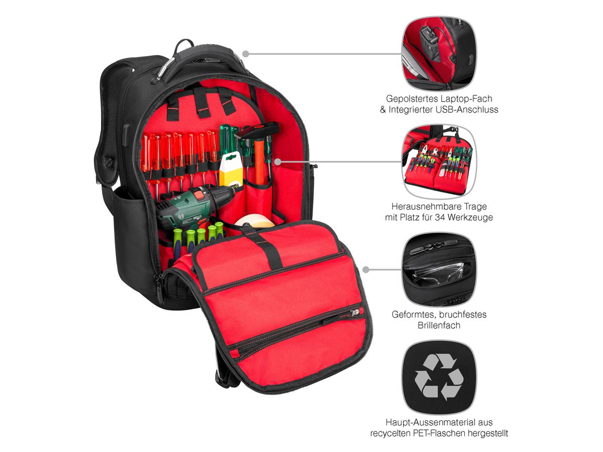 WENGER Tool Backpack PROFESSIONAL 653722 Black (7611160315724)