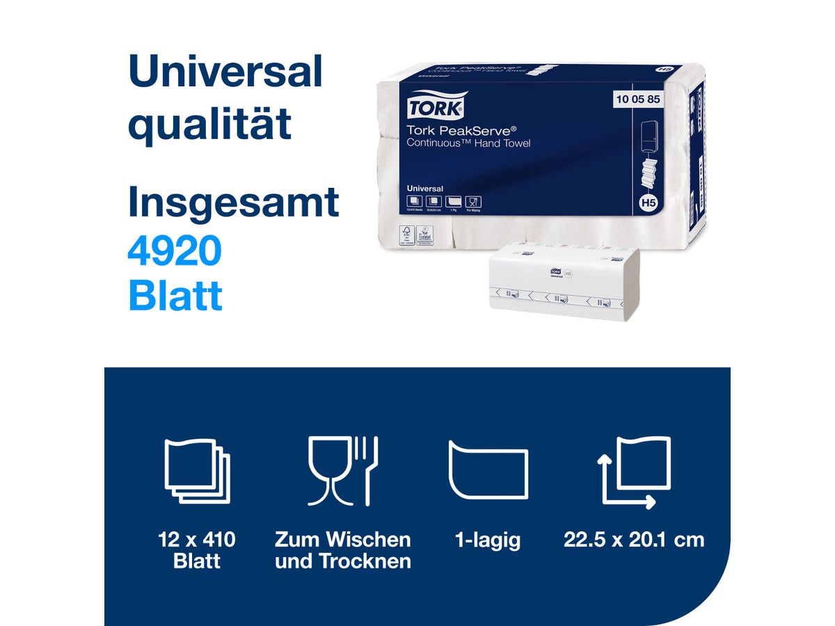TORK Handtücher Endlos H5 100585 PeakServe® 4920 Blatt (7322540885606)