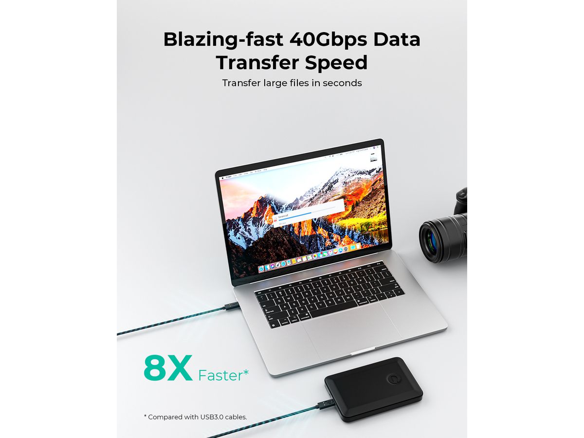 AUKEY Hyper Link Cable C to C USB4 CB-TCC241 Gen2, 0.8m, 240W (0689323787456)