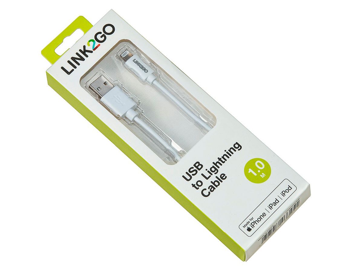 LINK2GO USB-A to Lightining Cable 1m SY1000FWB MFI (7613058028402)
