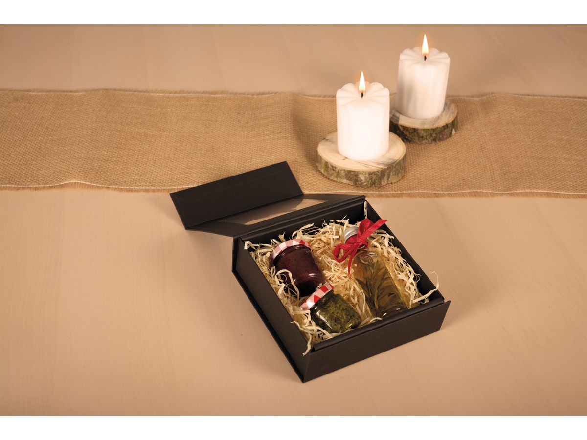 ELCO Geschenkbox m. grossem Fenster 82111.11 schwarz, 15x15x5cm 5 Stk. (7611722021667)